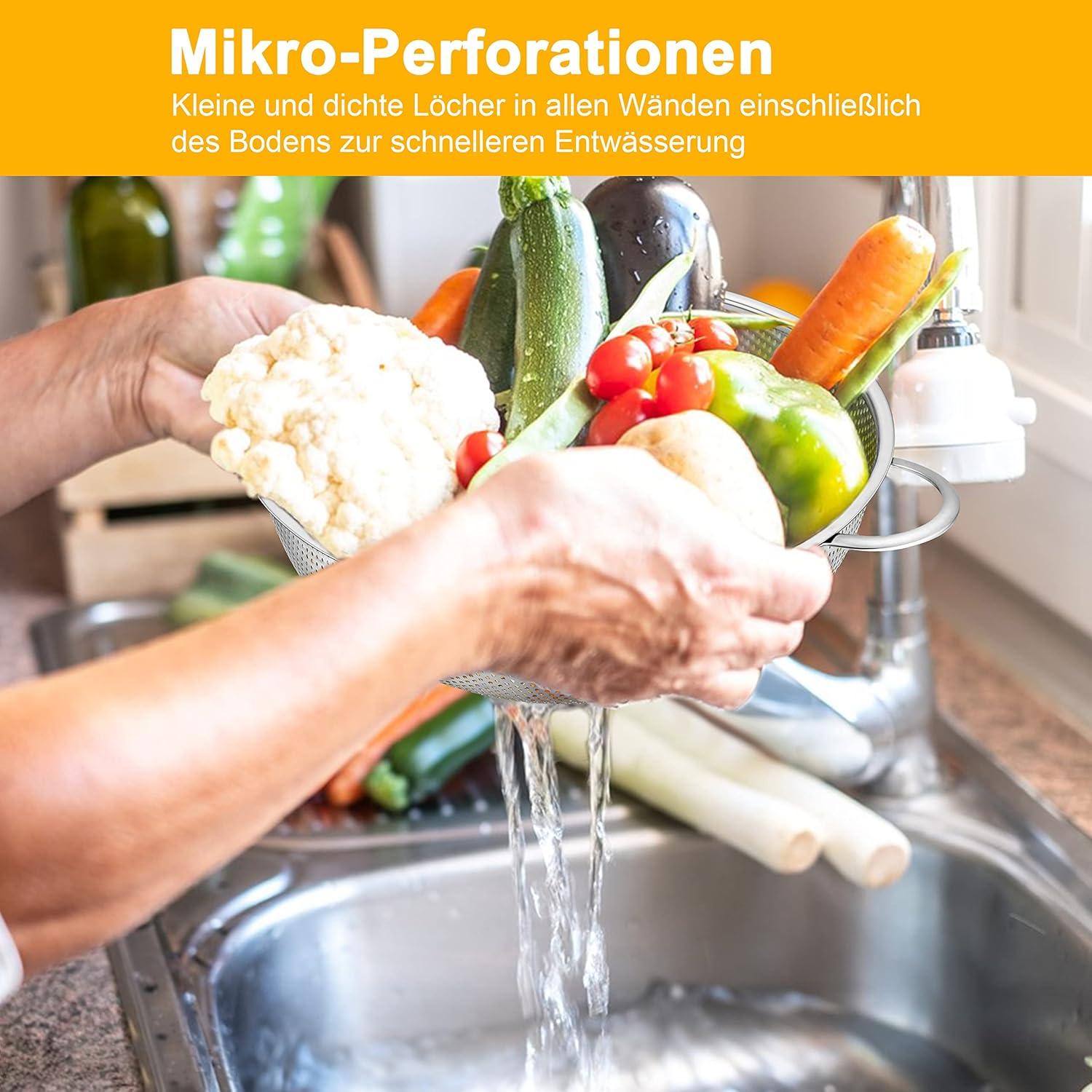 Edelstahl Küchensieb Nudelsieb Ø 28cm Mikroperforiert Rostfrei
