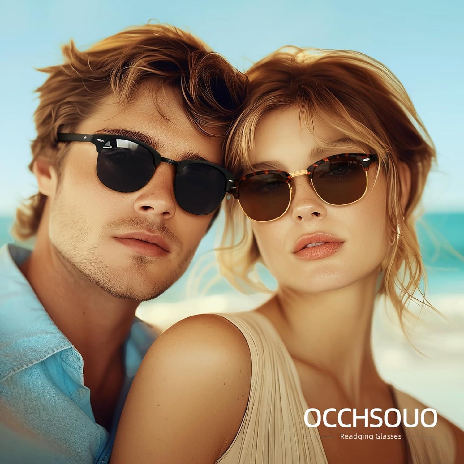 Polarisierte Halbrahmen Sonnenbrille Vintage Retro UV400