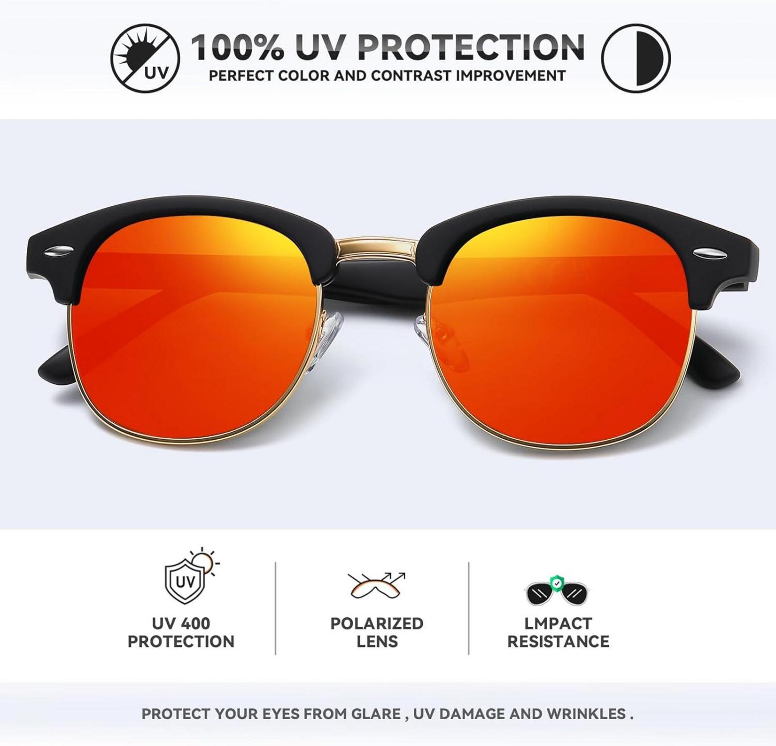 Vintage Polarisierte Halbrahmen Sonnenbrille UV400 Schutz Retro