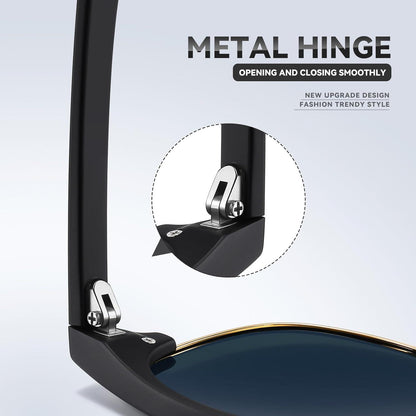 Polarisierte Vintage Halbrahmen Sonnenbrille UV400 Retro Metallrahmen