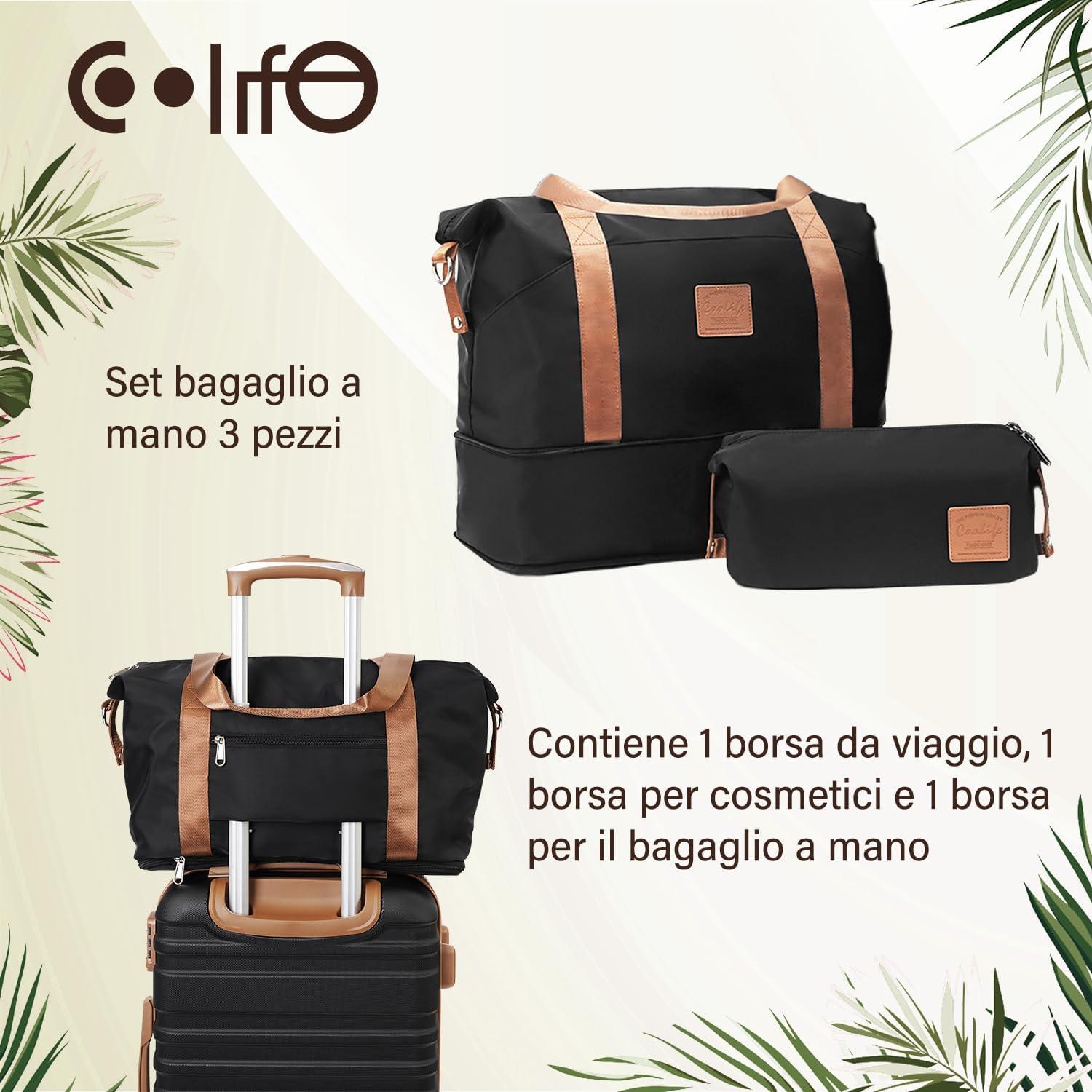 COOLIFE Großer Koffer-Set 3tlg ABS Hartschalen Trolley 4