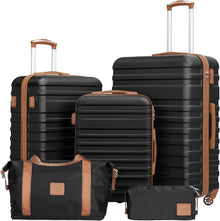 COOLIFE ABS Hartschalen Koffer Trolley Set 5tlg Schwarz/Braun