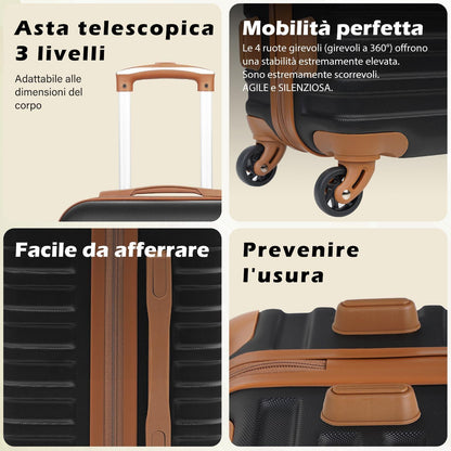 COOLIFE Koffer Set 5-teilig ABS Hartschale Trolley Rollen TSA-Schloss
