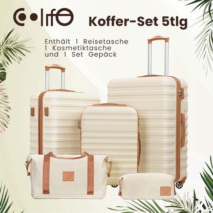 COOLIFE Koffer Set ABS Hartschale 4 Rollen TSA-Schloss 5tlg