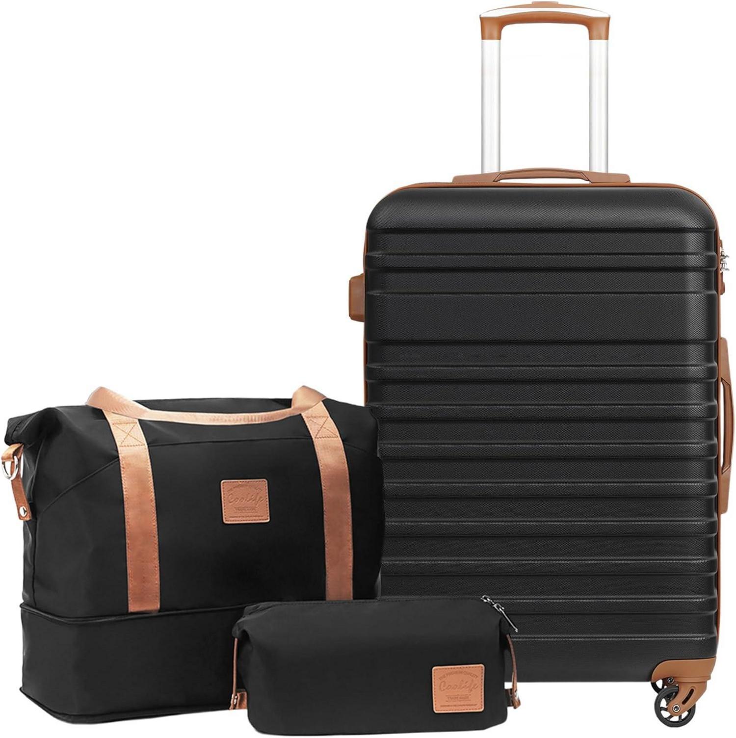 COOLIFE Koffer Trolley Set ABS Hartschale 4 Rollen TSA-Schloss 3tlg