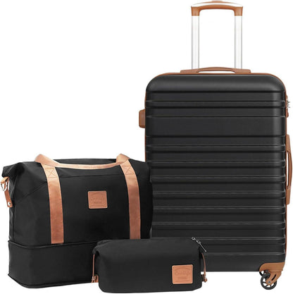 COOLIFE Koffer Trolley Set ABS Hartschale 4 Rollen TSA-Schloss 3tlg