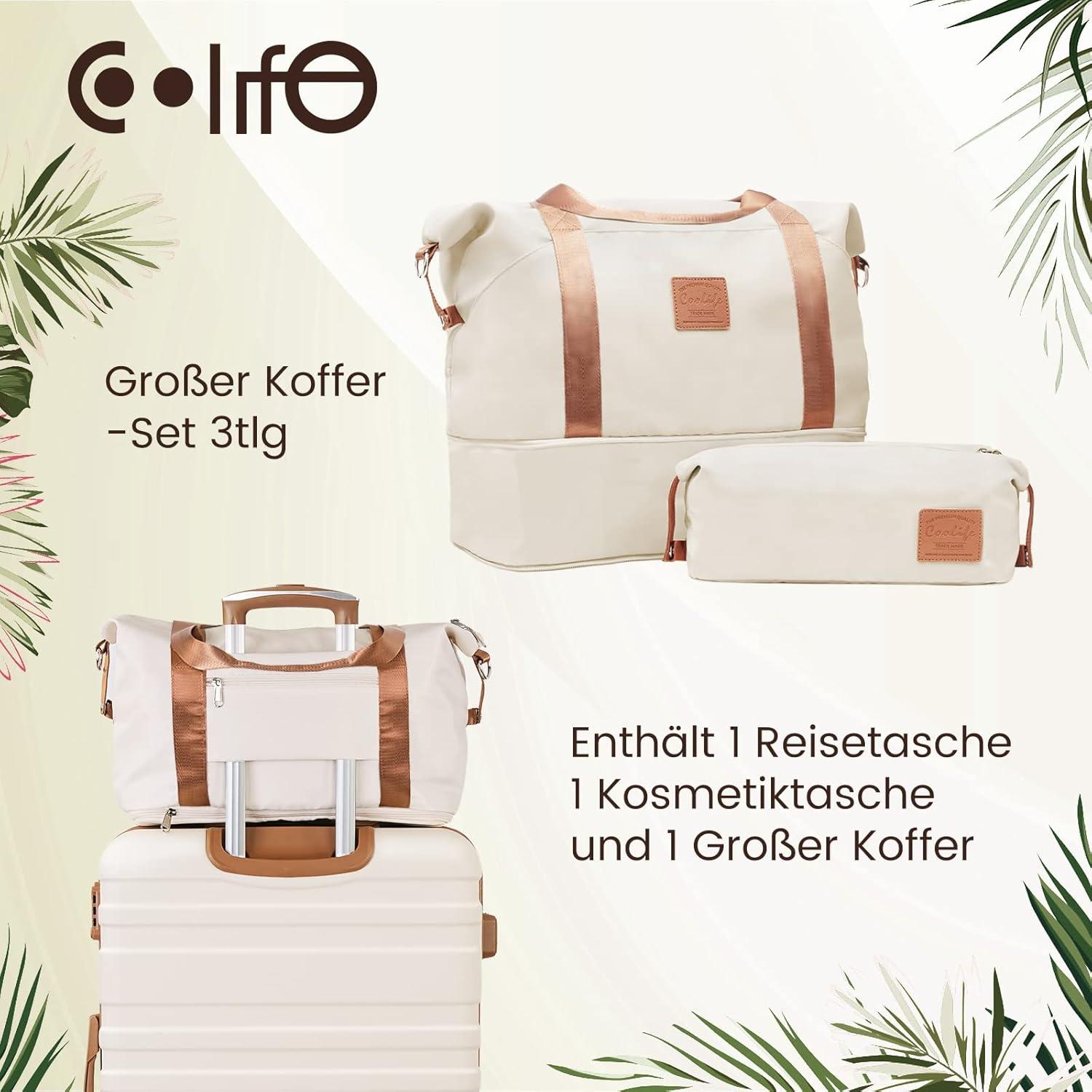 COOLIFE Koffer Set ABS Hartschale Trolley 4 Rollen