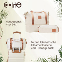 COOLIFE ABS Hartschalen Trolley Koffer Set Weiß/Braun 3tlg