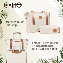 COOLIFE Hartschalen Trolley Koffer Set 3tlg Weiß/Braun