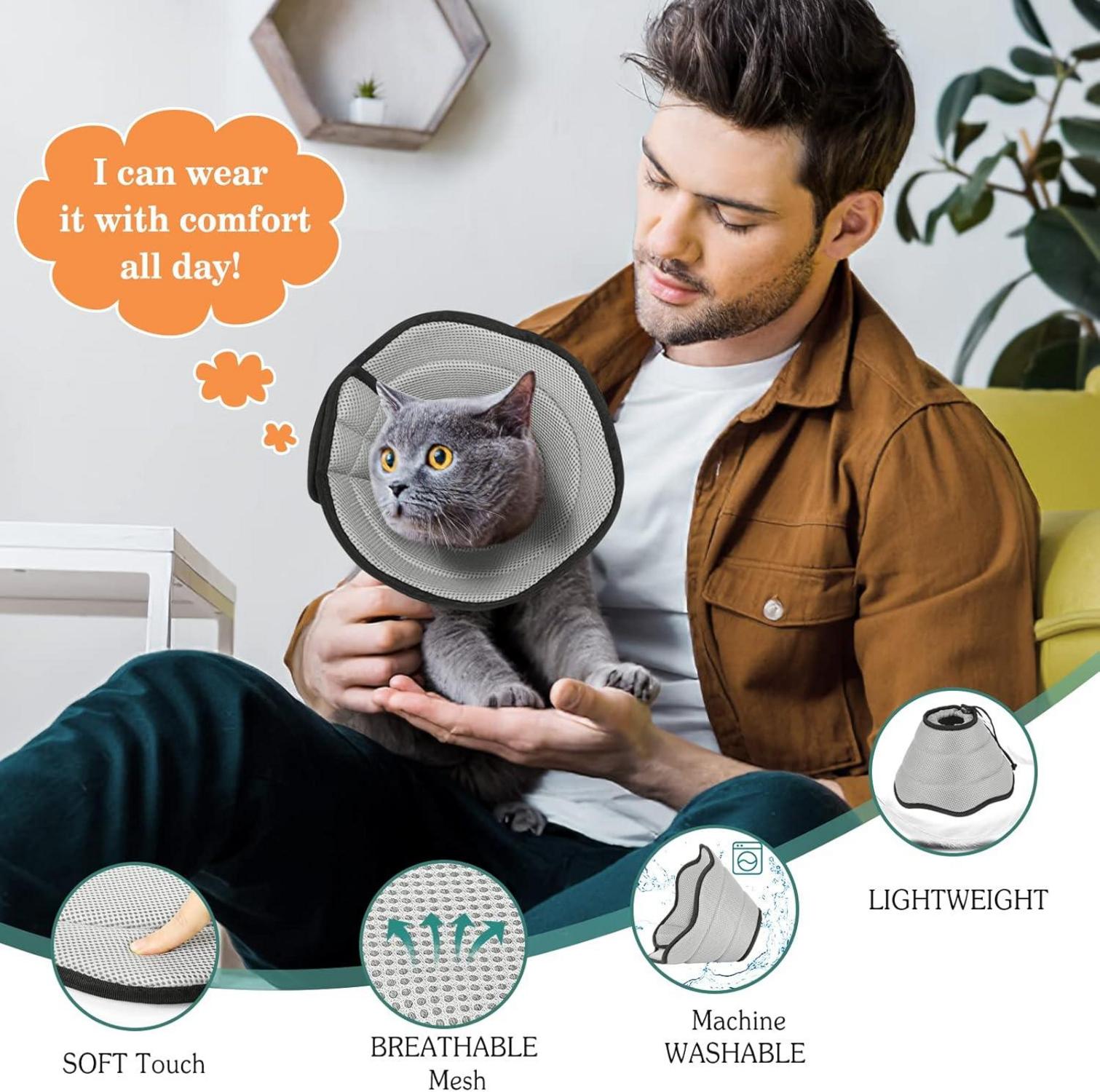 Verstellbare Halskrause Hunde Katzen Leckschutz XS Grau