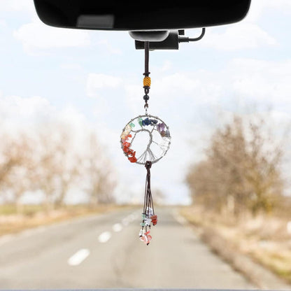 Baum des Lebens Autoanhänger mit 7 Chakra Steinen