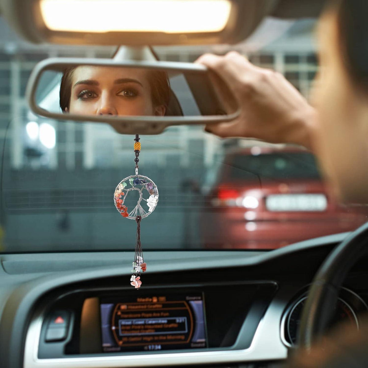Baum des Lebens Autoanhänger mit 7 Chakra Steinen