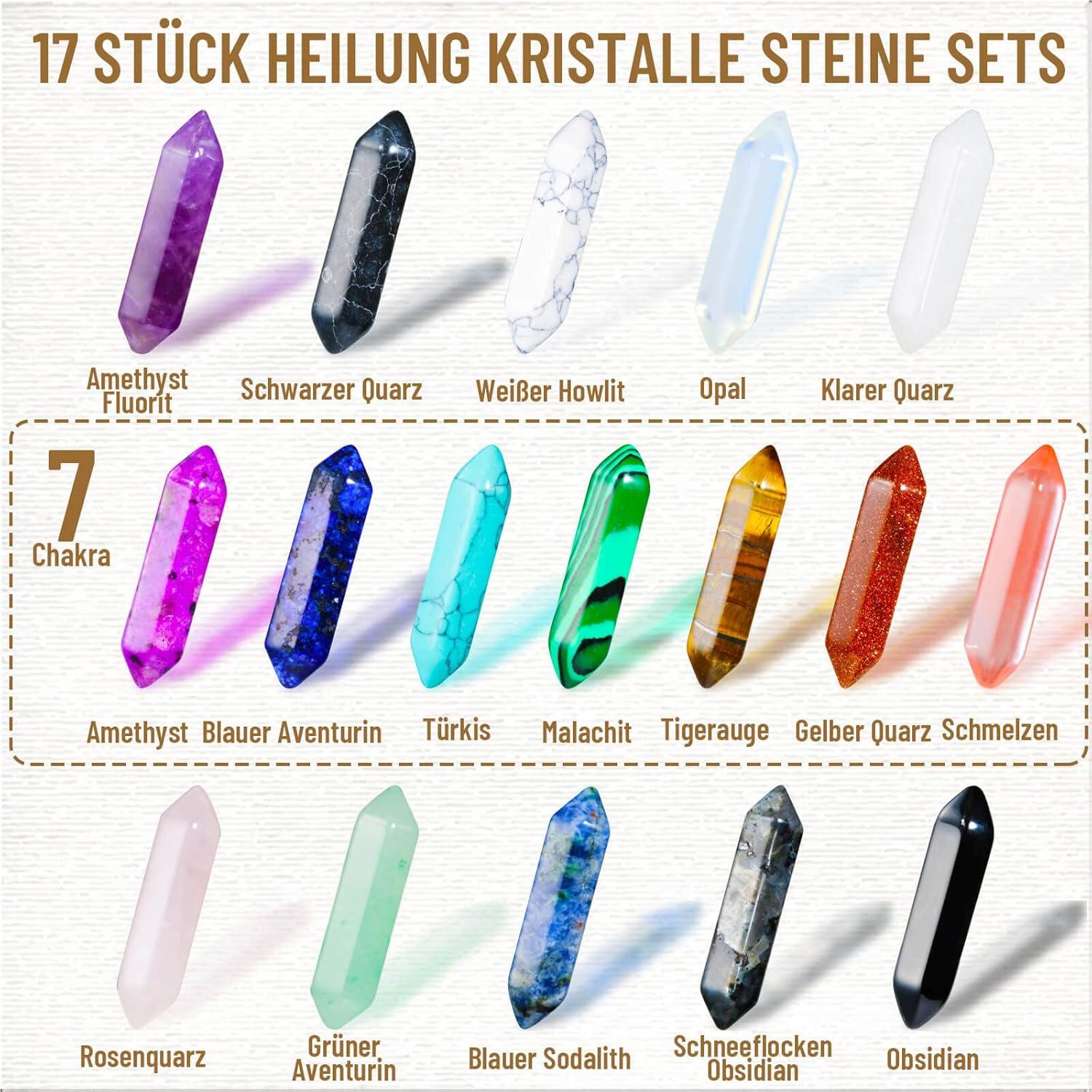 Heilende Kristalle Steine Sets Amethyst Tigerauge Obsidian