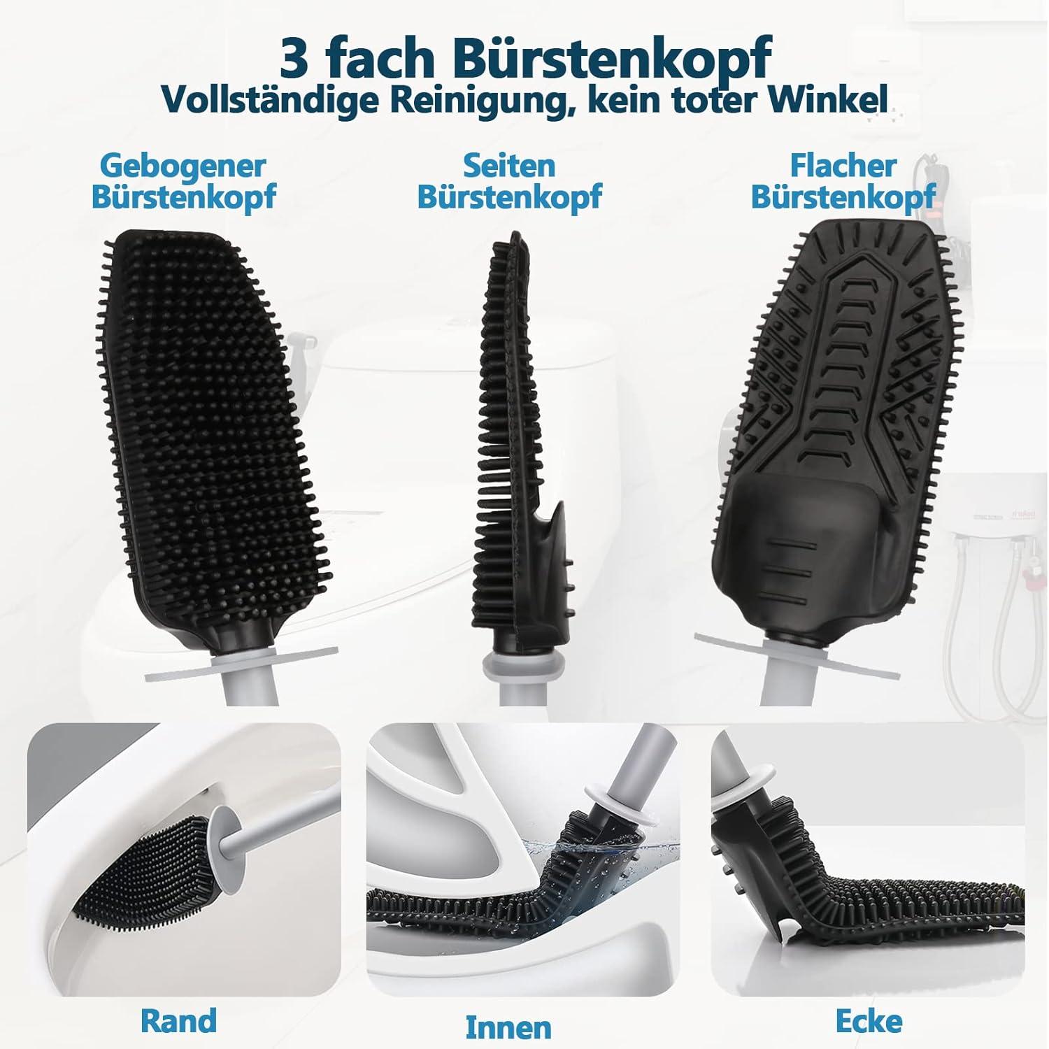Toilettenbürste Silikon mit Behälter, WC Bürste für