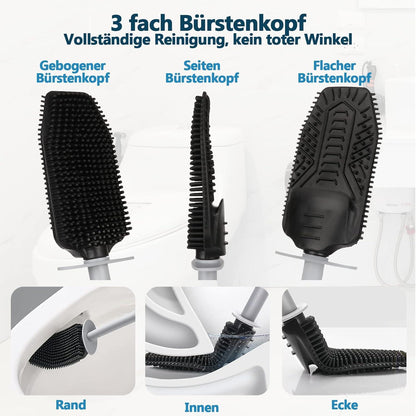 Toilettenbürste Silikon mit Behälter, WC Bürste für