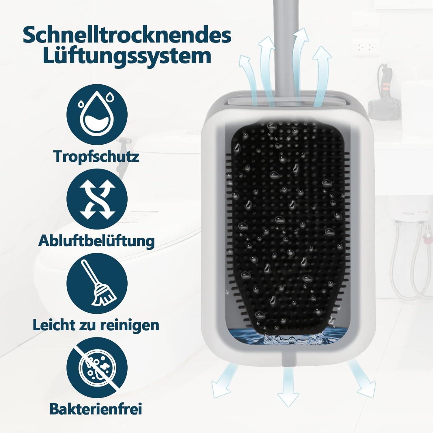Toilettenbürste Silikon mit Behälter, WC Bürste für Badezimmer