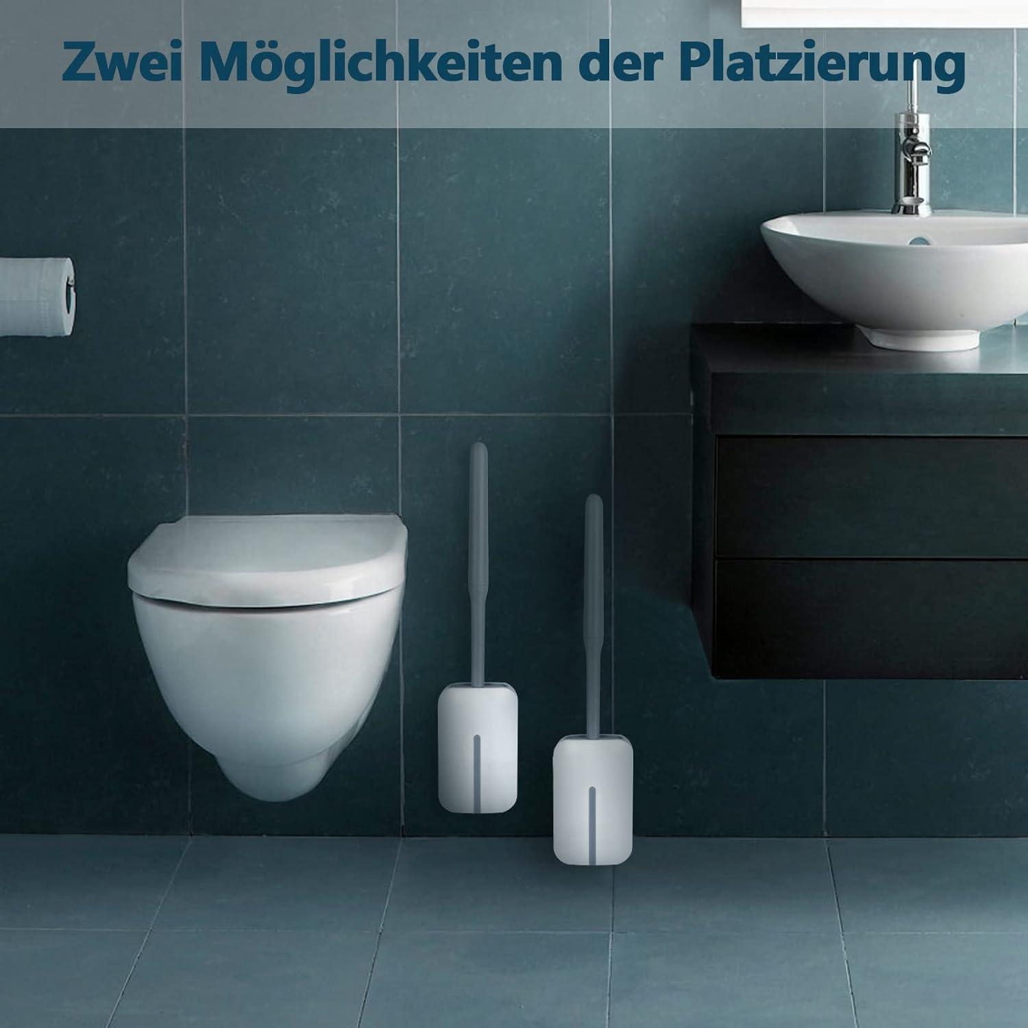 Silikon Toilettenbürste mit Behälter, Bürste für WC Badezimmer Gäste-WC