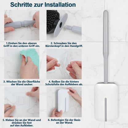 Silikon Toilettenbürste mit Behälter, Bürste für WC Badezimmer Gäste-WC