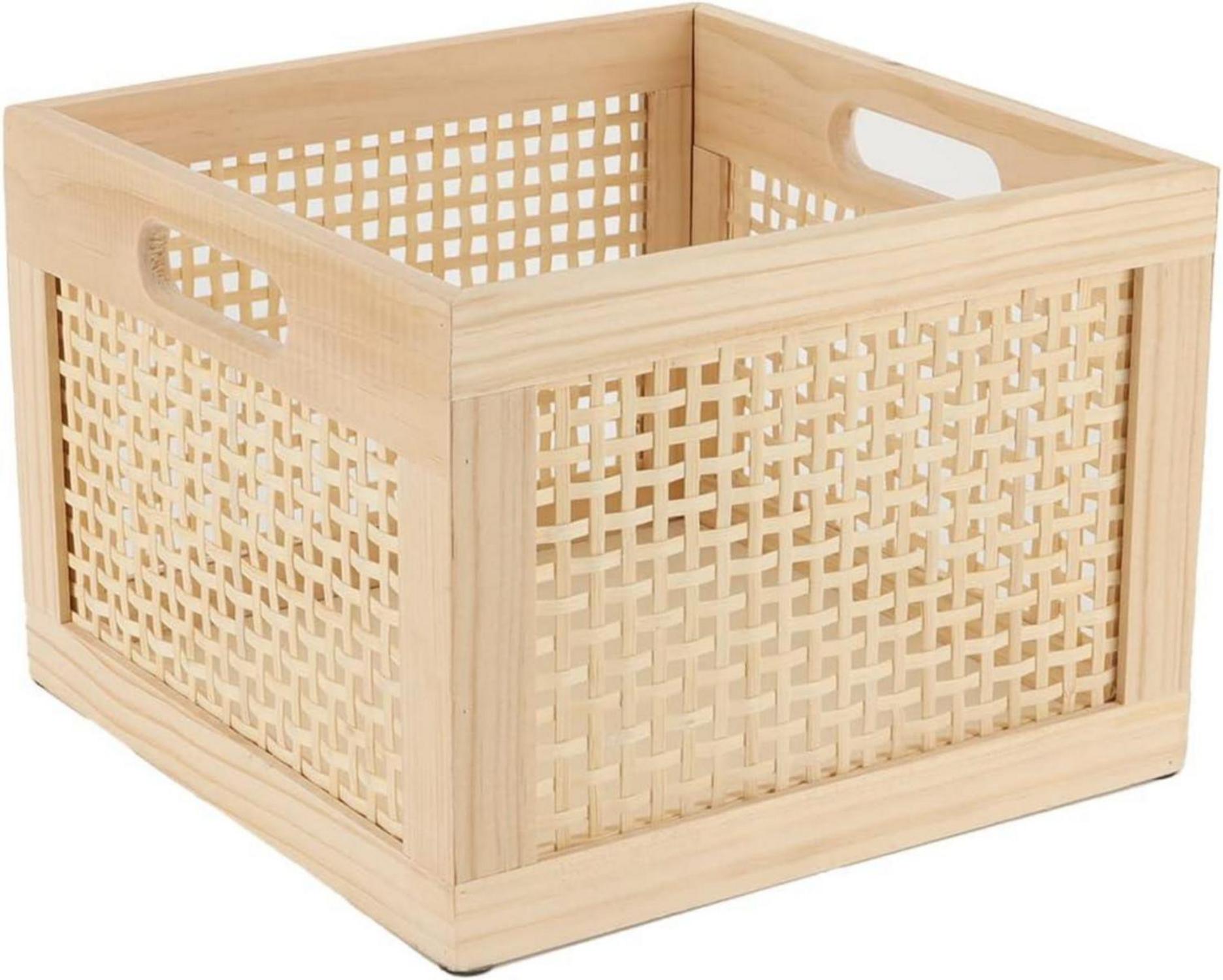 Aufbewahrungsbox Bambusholz Würfel Holzkorb Holzkiste Weidenkorb