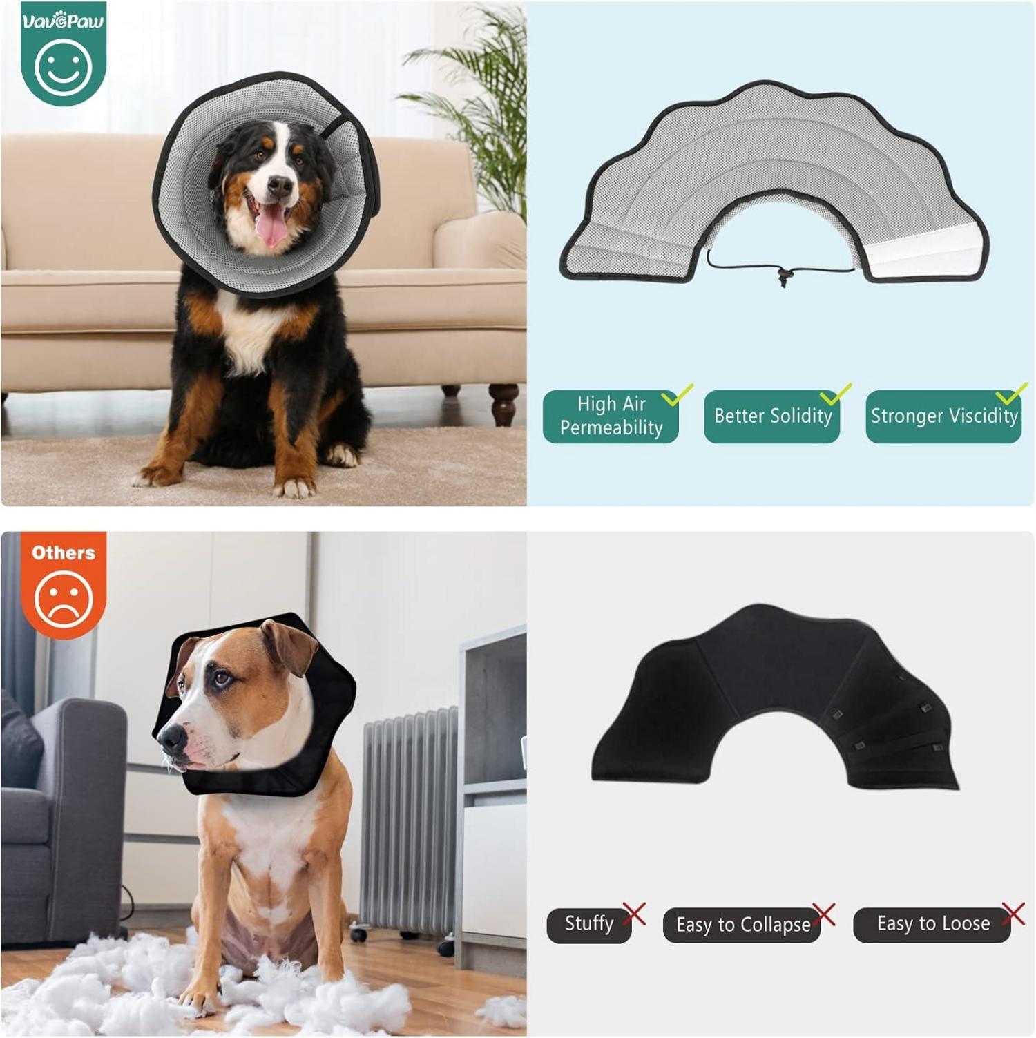 Halskrause Hund Leckschutz Verstellbar Kegelhalsband Atmungsaktiv Grau