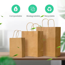 100stk Braune Kraftpapiertüten mit Henkel in 3 Größen