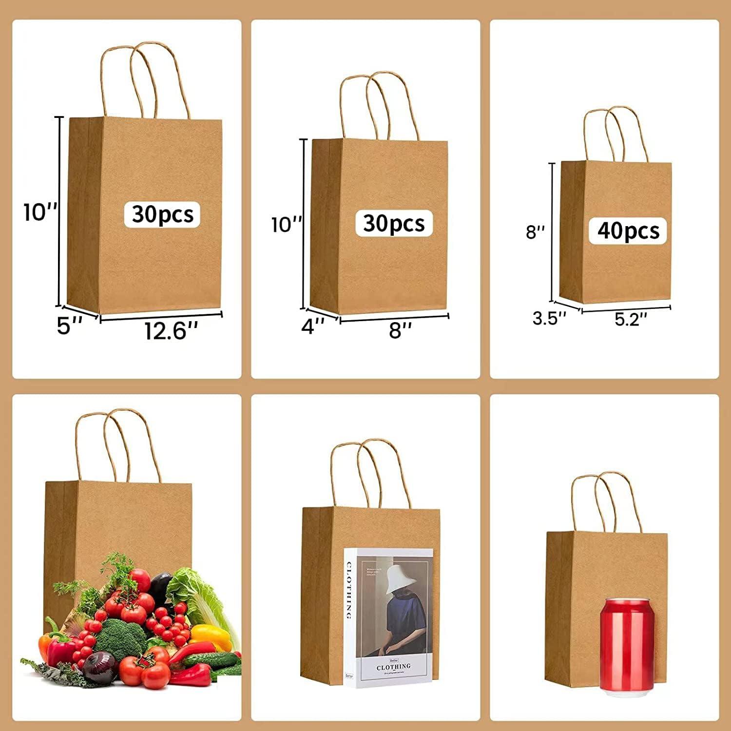 100 Kraftpapiertüten Braun Henkel Geschenktüten Packungen