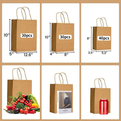 100 Kraftpapiertüten Braun Henkel Geschenktüten Packungen