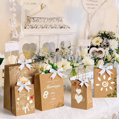 100x Kraftpapiertüten mit Henkel Gemischte Größen Business Geschenktüten