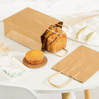 100x Kraftpapiertüten mit Henkel Gemischte Größen Business Geschenktüten