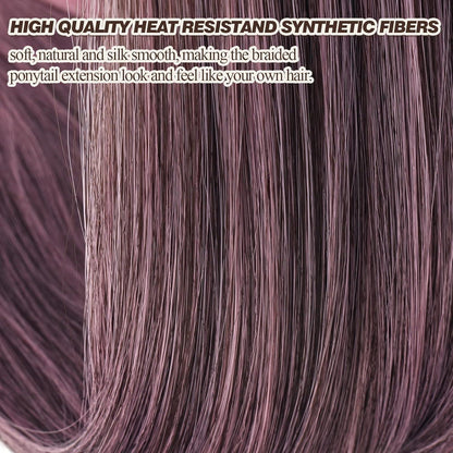 Geflochtene Pferdeschwanzverlängerung 76cm Schwarz Ombre Rosa