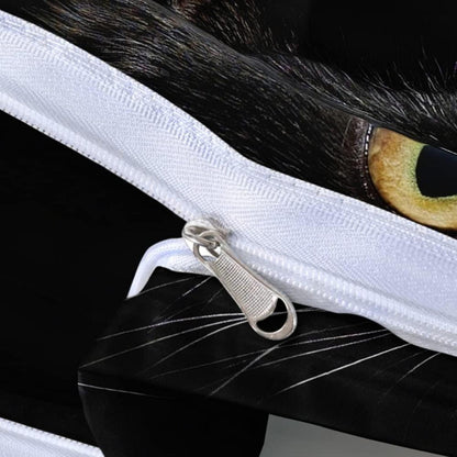3D Katzen Bettwäsche Set 135x200 - Schwarz & Weich