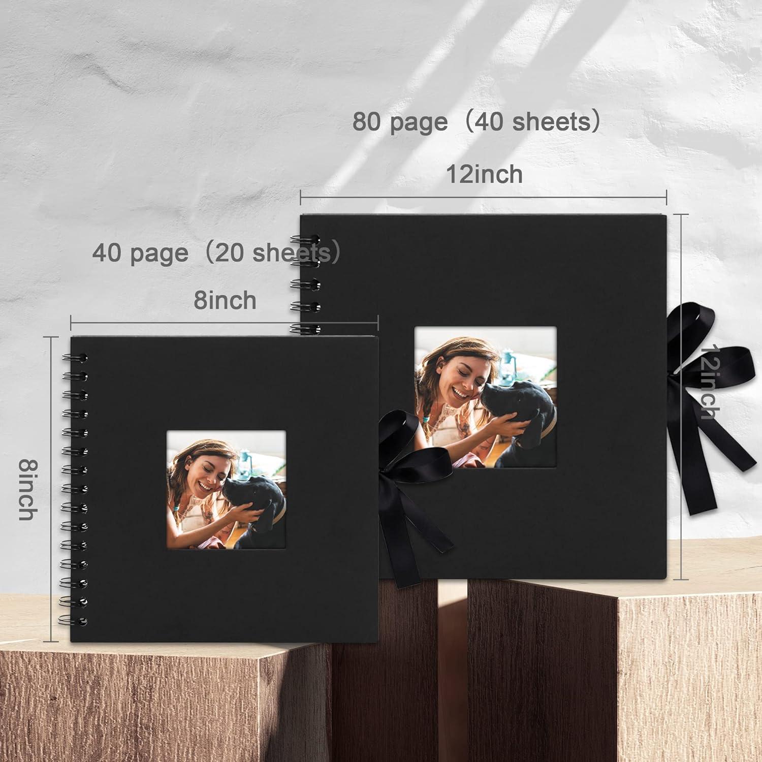 DIY Fotoalbum Spiralalbum Selbstgestalten Einkleben 40 Seiten Geschenk Schwarz