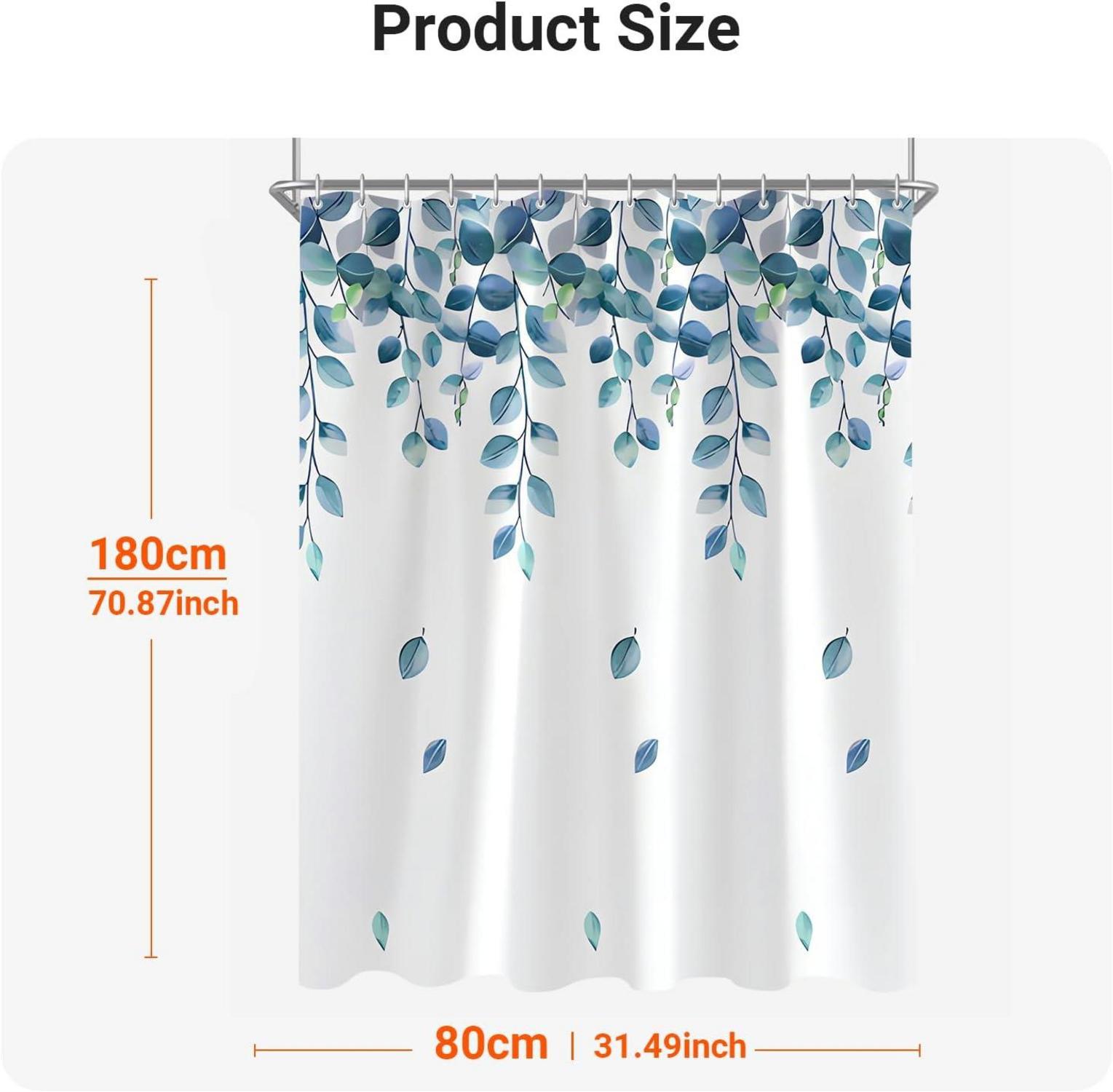 Duschvorhang Grün Blätter Pflanze 80x180cm Antischimmel Wasserdicht