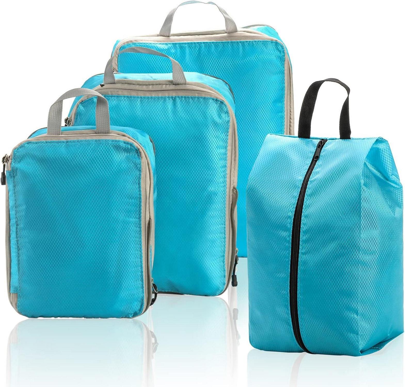 4er Set Kompressions-Packwürfel wasserdicht Organizer Schuhtasche