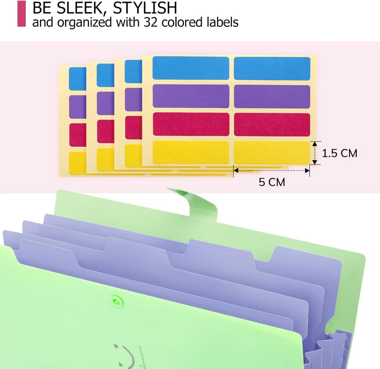 Fächermappe A4 Ordnungsmappe 5 Tasche Dokumententasche Index lila grün rosa