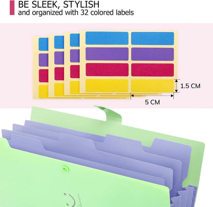Fächermappe A4 Ordnungsmappe 5 Tasche Dokumententasche Index lila grün rosa