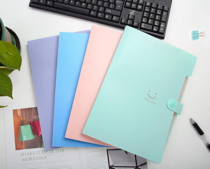 Fächermappe A4 Ordnungsmappe 5 Tasche Dokumententasche Index lila grün rosa