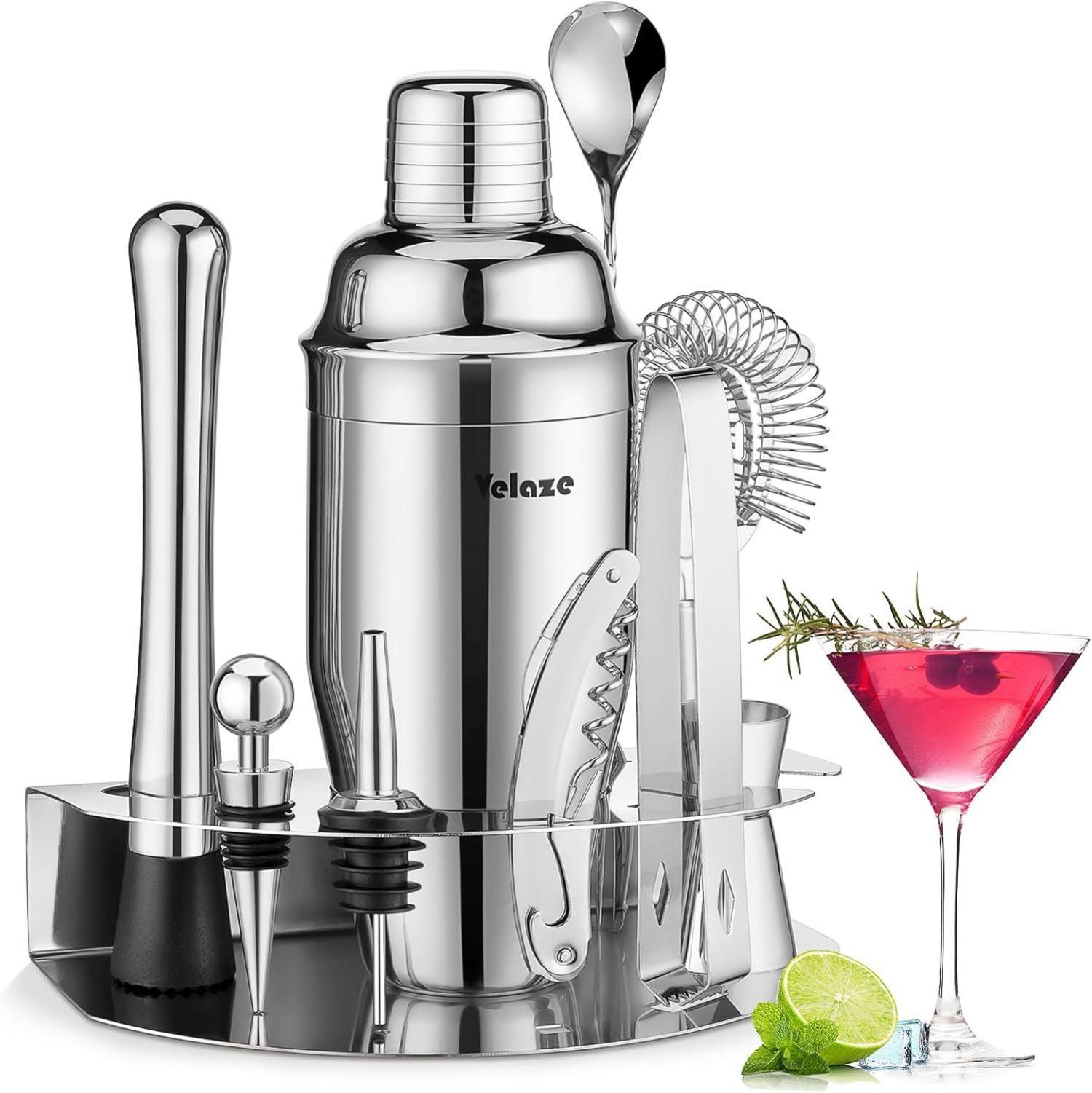 Cocktail Shaker Set 10-teilig Edelstahl Barkeeper Zubehör Silber