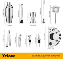Velaze Cocktail Shaker Set 10-teilig Edelstahl mit Ständer