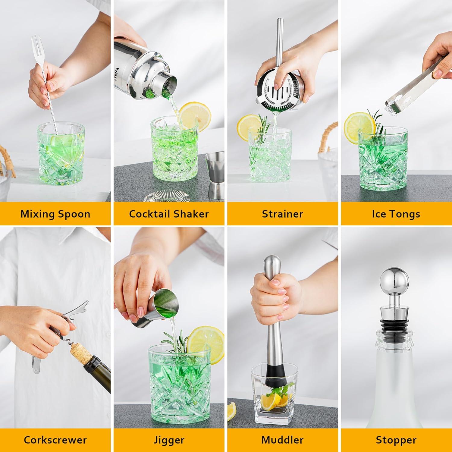 Cocktail Shaker Set 10-teilig Edelstahl Barkeeper Zubehör Silber