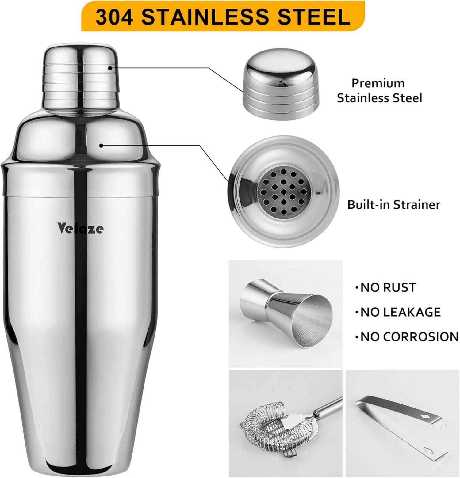 Cocktail Shaker Set Edelstahl 10-teilig Barkeeper Zubehör Silber