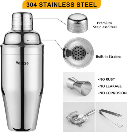 Cocktail Shaker Set Edelstahl 10-teilig Barkeeper Zubehör Silber