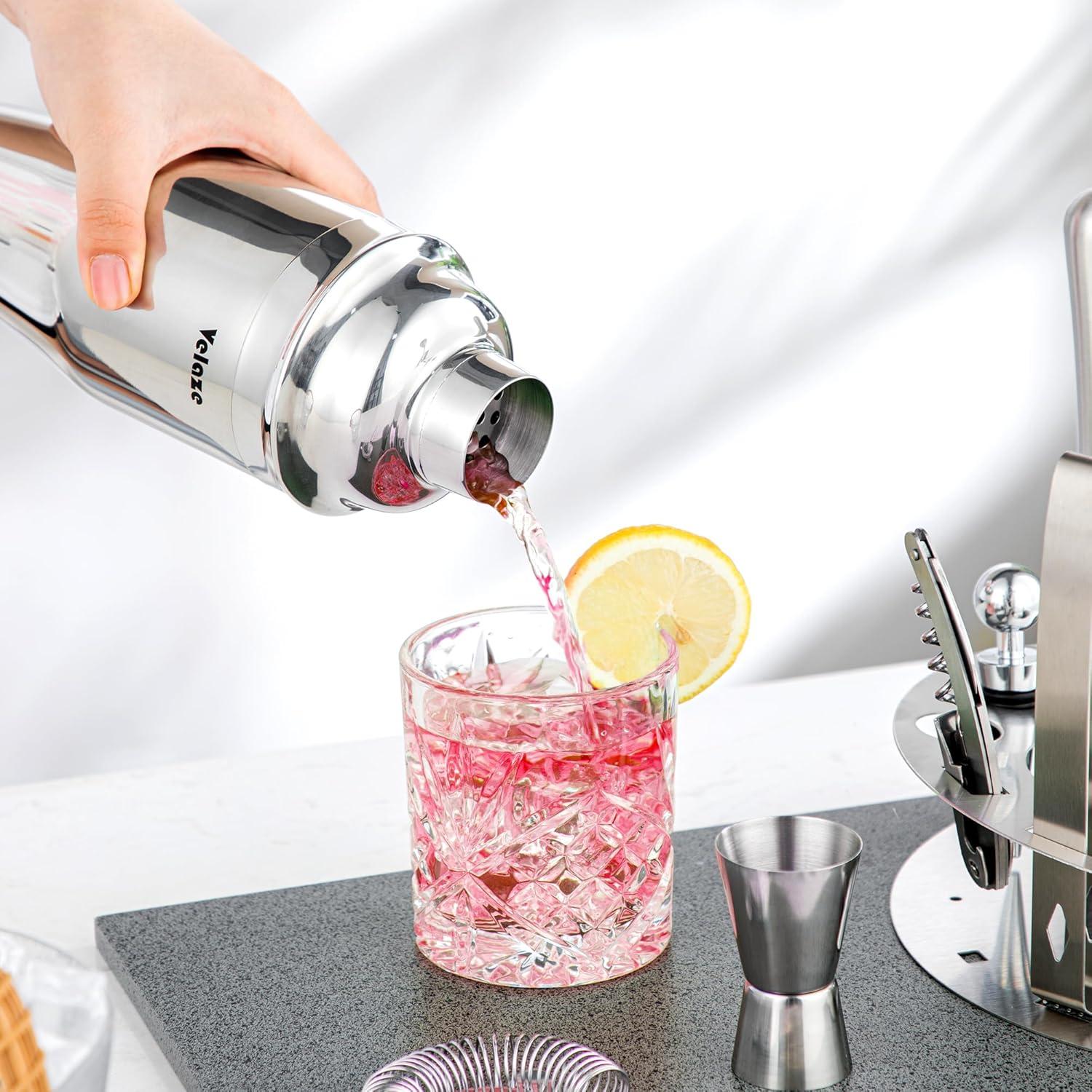 Velaze Cocktail Shaker Set 10-teilig Edelstahl Barkeeper Zubehör Silber