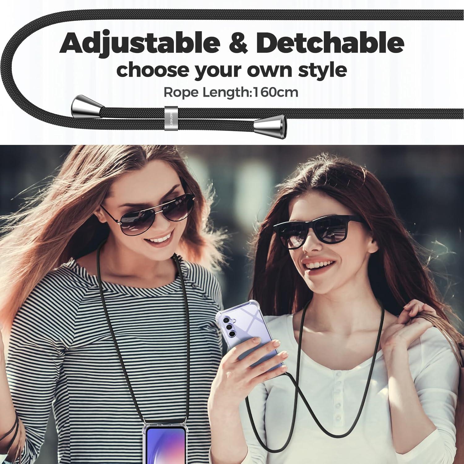 Handykette Samsung Galaxy A54 5G Hülle Schwarz stoßfest Kordel 160 cm