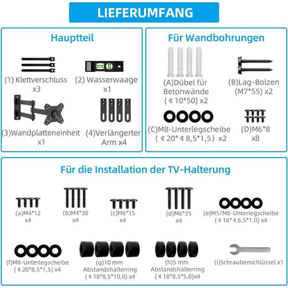 Full Motion TV Wandhalterung 17-42 Zoll VESA 200x200mm