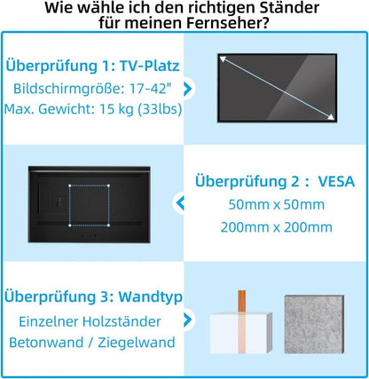 TV Wandhalterung Full Motion 360° Schwenk für 17-42 Zoll VESA