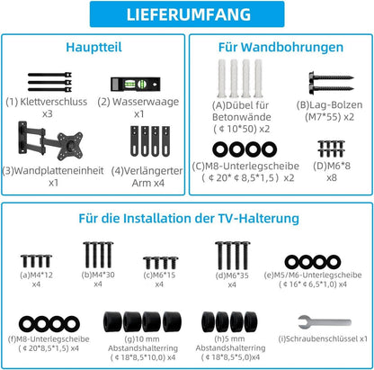 TV Wandhalterung Full Motion 17-42 Zoll VESA 200x200 mm 15kg