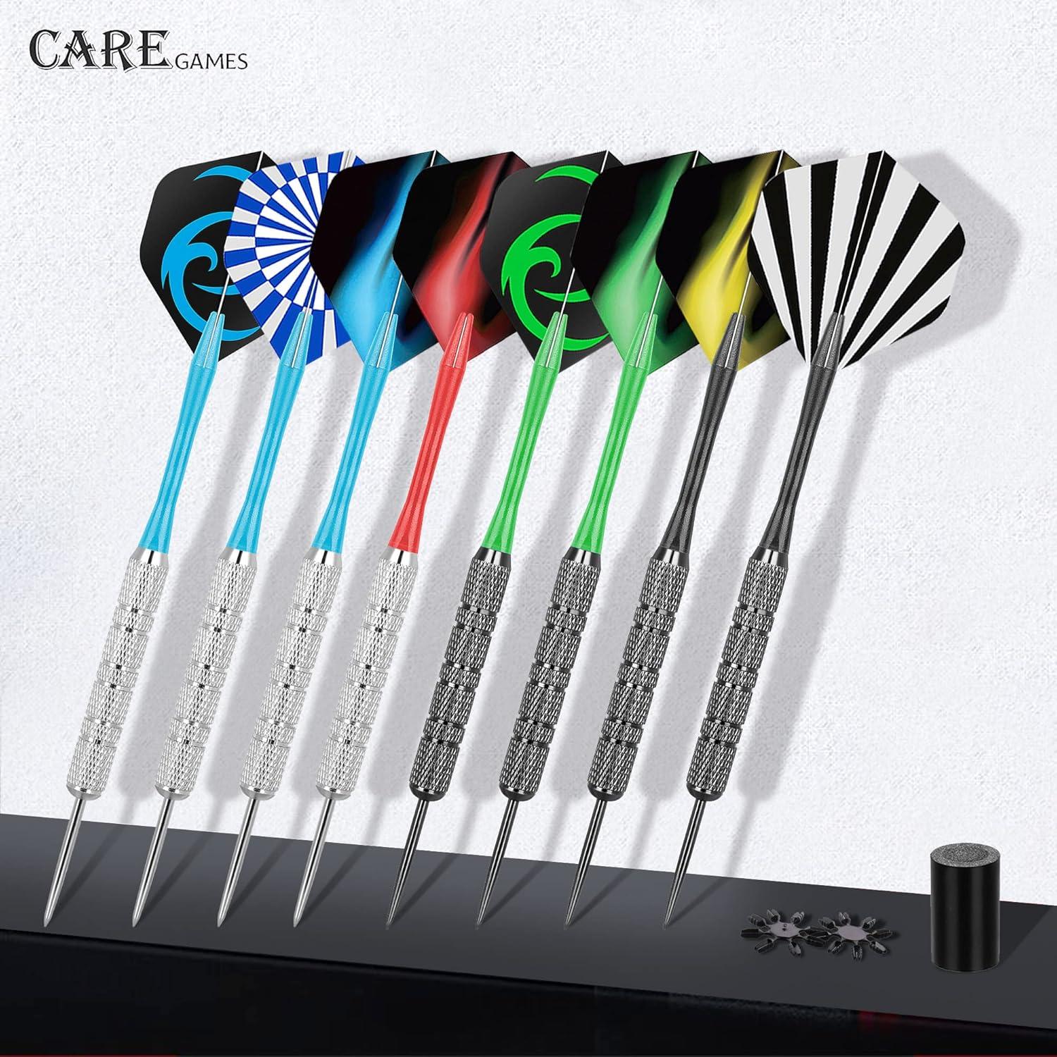 CareGames Dartpfeile Metallspitze 12er Set Steeldarts + Zubehör