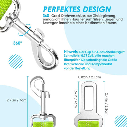 SlowTon Hundegurt Auto Sicherheitsgurt elastisch verstellbar Limone