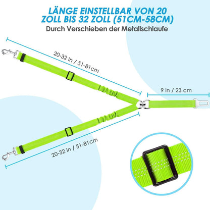SlowTon Hund Auto Anschnallgurt verhedderungsfrei elastisch reflektierend 2in1